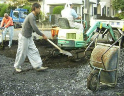 砕石の敷き詰め